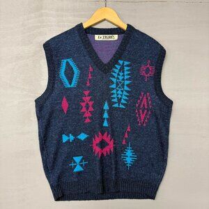 Vintage Le Tigre Retro Aztec Sweater‎ Vest Multicolor Large